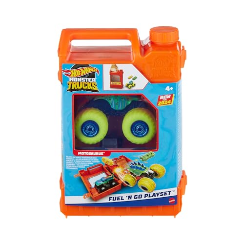Hot Wheels Monster Trucks Spielzeugtruck-Spielset im Maßstab 1:64, der Fuel N’ Go-Benzinkanister verwandelt Sich in eine Stunt-Arena, mit Motosaurus & 2 zerdrückten Autos, HXT04 Hot Wheels Monster Trucks Spielzeugtruck-Spielset im Maßstab 1:64, der Fuel N’ Go-Benzinkanister verwandelt Sich in eine Stunt-Arena, mit Motosaurus & 2 zerdrückten Autos, HXT04 von Hot Wheels
