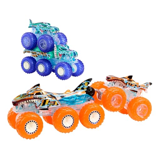 Hot Wheels Monster Trucks Spielzeugtruck & Big Rig Multipack, Mega-Wrex & Tigerhai im Maßstab 1:64 mit Big Rigs in passender Power Smashers-Deko, HYJ29 Hot Wheels Monster Trucks Spielzeugtruck & Big Rig Multipack, Mega-Wrex & Tigerhai im Maßstab 1:64 mit Big Rigs in passender Power Smashers-Deko, HYJ29 von Hot Wheels