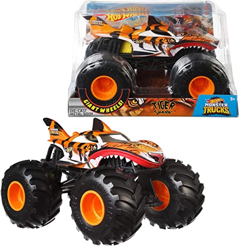 Hot Wheels Monster Trucks Tiger Shark, Maßstab 1:24, Druckguss von Hot Wheels