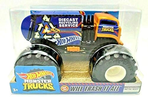 Hot Wheels Monster Trucks Will Trash It All, [Orange/Blau] Maßstab 1:24, Druckguss von Hot Wheels