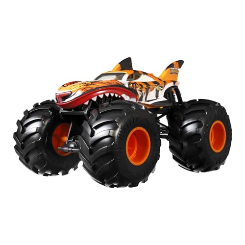Hot Wheels Monstertruck Tiger Shark, mit extra großen Rädern, für verrückte Crashs, Auto Spielzeug, Spielzeug ab 3 Jahre, GWL14 von Hot Wheels