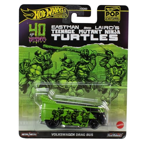 Hot Wheels Ninja Turtles TMNT Teenage Mutant Ninja Turtles Modell Transporter VW Drag Bus - Die Cast Maßstab 1:64 - Länge 8cm - HVJ46 von Hot Wheels