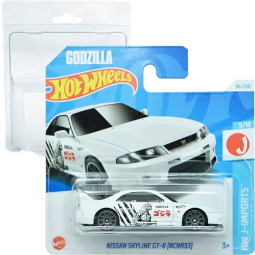 Hot Wheels Nissan Skyline GT-R Godzilla [BCNR33] HW J-Imports 5/10 (96/250) HYC44 Weiß 2024 + Kurzkartenschutz Frikimonkey von Hot Wheels