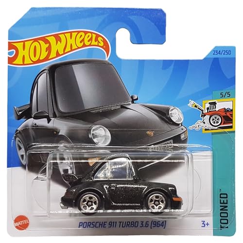 Hot Wheels - Porsche 911 Turbo 3.6 [964] - Tooned 5/5 - HKG69 - Short Card - schwarz metallic - Mattel 2023 von Hot Wheels