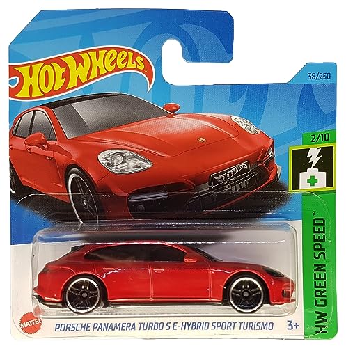 Hot Wheels - Porsche Panamera Turbo S E-Hybrid Sport Turismo - HW Green Speed 2/10 - HKH55 - Short Card - rot - Mattel 2023 von Hot Wheels