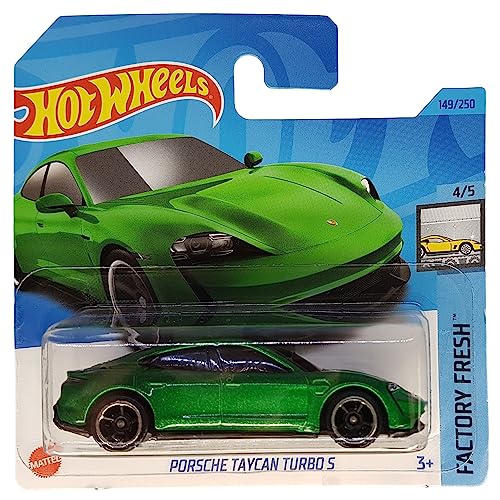 Hot Wheels - Porsche Taycan Turbo S - Factory Fresh 4/5 - HKJ31 - Short Card - grün metallic - Mattel 2023 von Hot Wheels