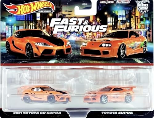 Hot Wheels Premium Car Culture Fast and Furious 2021 Toyota GR Supra und Toyota Supra (Maßstab 1:64 Doppelpack) von Hot Wheels