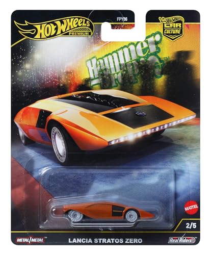 Hot Wheels Premium Car Culture Sammel-Spielzeugauto, Die-Cast Lancia Stratos Zero im Maßstab 1:64, Hammer Drop Fahrzeug mit Real Riders-Rädern, HRV77 Hot Wheels Premium Car Culture Sammel-Spielzeugauto, Die-Cast Lancia Stratos Zero im Maßstab 1:64, Hammer Drop Fahrzeug mit Real Riders-Rädern, HRV77 von Hot Wheels