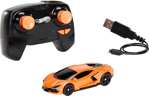 Hot Wheels RC Spielzeugauto, Lamborghini Revuelto mit Fernbedienung im Maßstab 1:64, aufladbar mit USB-Kabel, Rennen und Stunts auf und abseits der Piste mit Turbo-Beschleuniger, HWW55 Hot Wheels RC Spielzeugauto, Lamborghini Revuelto mit Fernbedienung im Maßstab 1:64, aufladbar mit USB-Kabel, Rennen und Stunts auf und abseits der Piste mit Turbo-Beschleuniger, HWW55 von Hot Wheels