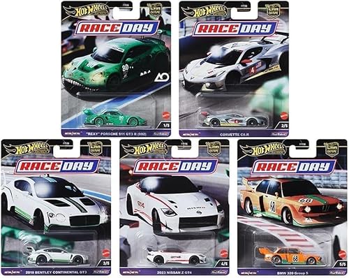 Hot Wheels Race Day Car Collection, 5-Pack Die-Cast Cars, Porsche 911 GT3, Corvette C8.R, Bentley Continental GT3, Nissan Z GT4, BMW 320 FPY86-961D Hot Wheels Race Day Car Collection, 5-Pack Die-Cast Cars, Porsche 911 GT3, Corvette C8.R, Bentley Continental GT3, Nissan Z GT4, BMW 320 FPY86-961D von Hot Wheels