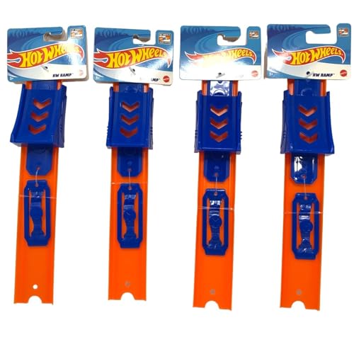 Hot Wheels Ramp Track Builder Parts 4 gerade 25,4 cm lang + 4 Anschlüsse, (HFG86) von Hot Wheels