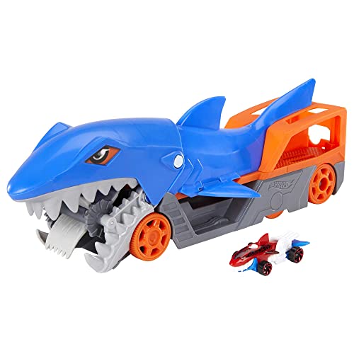 Hot Wheels GVG36 - Hungriger Hai-Transporter-Spielset mit 1 Fahrzeug im Maßstab 1:64, Spielzeug Autorennbahn für Kinder von 4 bis 8 Jahren von Hot Wheels