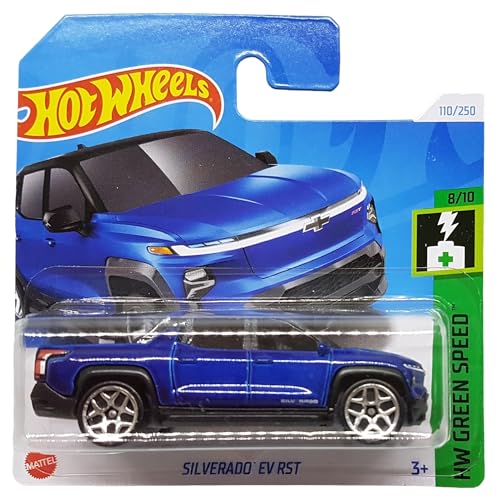 Hot Wheels - Silverado EV RST - HW Green Speed 8/10 - HRY63 - Short Card - Pickup Truck - dunkelblau - Mattel 2024-1:64 von Hot Wheels