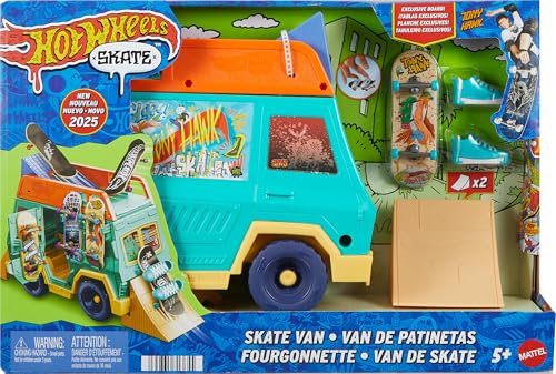 Hot Wheels Skate Fingerboard Spielset, Skatervan, Design in Zusammenarbeit mit Tony Hawk, mit exklusivem Fingerboard und einem Paar abnehmbaren Skateschuhen,JGG91 Hot Wheels Skate Fingerboard Spielset, Skatervan, Design in Zusammenarbeit mit Tony Hawk, mit exklusivem Fingerboard und einem Paar abnehmbaren Skateschuhen,JGG91 von Hot Wheels