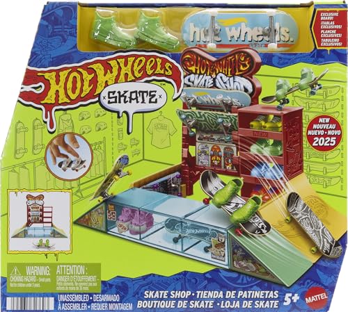 Hot Wheels Skate Griffbrett Spielset, Skate Shop mit exklusivem Griffbrett & Paar Skateschuhe, Rampen, Wände & Kanten zum Skaten, inklusive Stauraum Hot Wheels Skate Griffbrett Spielset, Skate Shop mit exklusivem Griffbrett & Paar Skateschuhe, Rampen, Wände & Kanten zum Skaten, inklusive Stauraum von Hot Wheels
