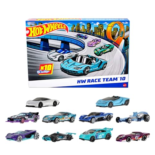 Hot Wheels Spielzeugautos, 10er-Pack mit Rennautos, enthält Corvette, Lamborghini, McLaren und Hot Wheels Originals im Maßstab 1:64, HYM96 (Verpackung kann variieren) von Hot Wheels