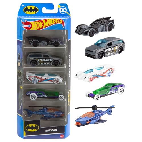 Hot Wheels Spielzeugautos im Maßstab 1:64, fünf-teiliges Set von Fahrzeugen im Batman-Stil, HXD61 Hot Wheels Spielzeugautos im Maßstab 1:64, fünf-teiliges Set von Fahrzeugen im Batman-Stil, HXD61 von Hot Wheels