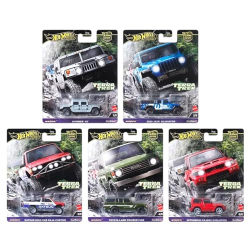 Hot Wheels Terra Trek Off-Road Collection, 5 Die-Cast Cars Set, Hummer H1, Jeep Gladiator, Datsun King Cab, Toyota Land Cruiser, Mitsubishi Pajero FPY86-961C Hot Wheels Terra Trek Off-Road Collection, 5 Die-Cast Cars Set, Hummer H1, Jeep Gladiator, Datsun King Cab, Toyota Land Cruiser, Mitsubishi Pajero FPY86-961C von Hot Wheels