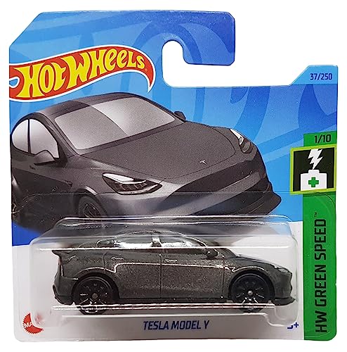 Hot Wheels - Tesla Model Y - HW Green Speed 1/10 - HKK20 - Short Card - grau metallic - Mattel 2023 von Hot Wheels