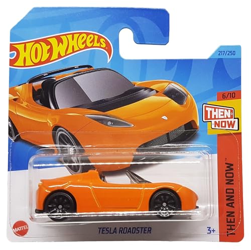 Hot Wheels - Tesla Roadster - Then and Now 6/10 - HKJ44 - Short Card - Cabriolet - orange - Mattel 2023 von Hot Wheels