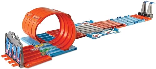 Hot Wheels Track Builder Mega Rennbox, tragbare Spielzeugauto Kiste mit Tracks und Zubehör, Fahrzeug Spielset, ab 6 Jahren - FTH77 von Hot Wheels