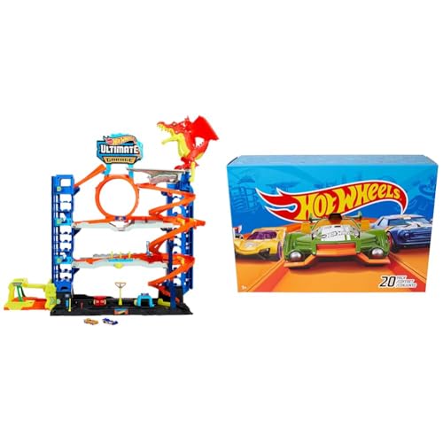 Hot Wheels Ultimative Garage - Mehrere Ebenen Parkgarage & Autos Set, 20er Pack, Verschiedene Modelle von Spielzeugautos von Hot Wheels
