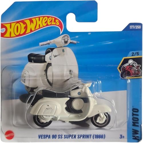 Hot Wheels - Vespa 90 Super Sport Super Sprint (1966) - HW Moto 2/5 - JBB07 - Short Card - Motorrad - Weiss - Mattel 2025 – 1:64 von Hot Wheels