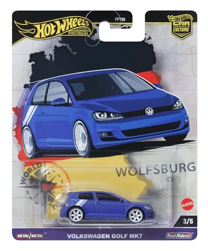 Hot Wheels Premium Volkswagen Golf MK7, Car Culture Circuit Legends-Fahrzeuge für Kinder ab 3 Jahren und Erwachsene Fans und Sammler, Premium-Kollektion von Car Culture im Maßstab 1:64, HRV79 von Hot Wheels