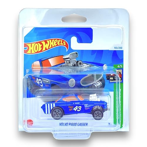 Hot Wheels - Volvo P1800 Gasser - HW Reverse Rake 4/5 - HTB92 - Short Card - blau - Mattel 2024 - 1:64 von Hot Wheels