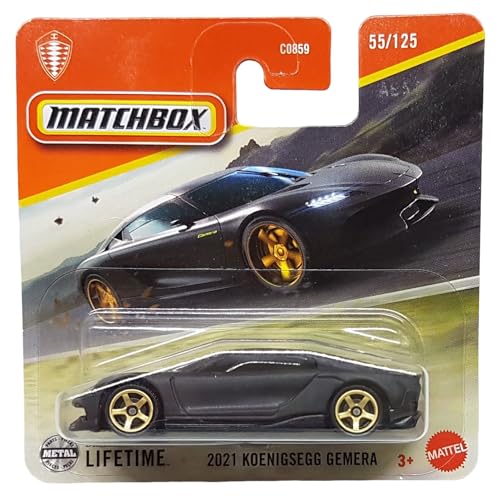 Matchbox - 2021 Koenigsegg Gemera - MBX Road Trip 55/125 - JBR59 - Short Card - matt schwarz - Superfast Lesney - Mattel 2025-1:64 von Hot Wheels