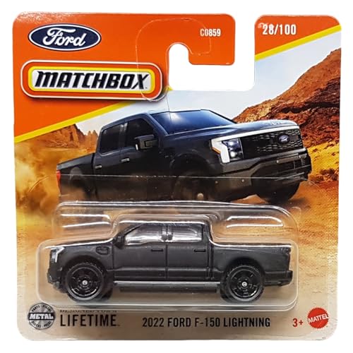 Matchbox - 2022 Ford F-150 Lightning - MBX Adventure 28/100 - JFT07 - Short Card - matt schwarz - Pickup Truck - Superfast Lesney - Mattel 2024-1:64 von Hot Wheels