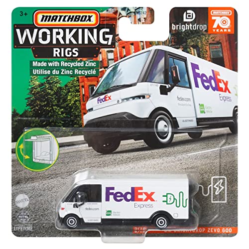 Matchbox – GM BRIGHTDROP ZEVO 600 – FedEx Truck 5/16 – Working Rigs 2023 Wave 2 – Lieferung in einer Box von Hot Wheels