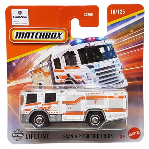 Matchbox - Scania P 360 Fire Truck - MBX Rescue 16/125 - JBT09 - Short Card - Feuerwehr - Superfast Lesney - Mattel 2025-1:64 von Hot Wheels
