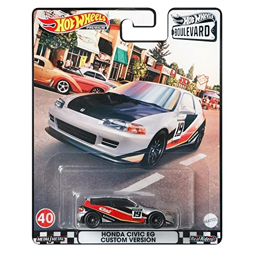 Mattel GRM05 Hot Wheels Premium Real Riders Boulevard Honda Civic EG Custom Version Nr. 40, Rennwagen, Modellfahrzeug für Kinder und Sammler von Hot Wheels