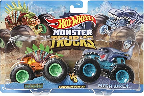 Hot Wheels Monster Trucks Motosaurus vs Mega Wrex, Demolition Doubles (Maßstab 1:64) von Hot Wheels Monster Trucks