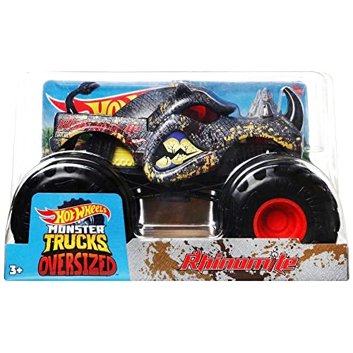 Monster Trucks Oversized Rhinomite (Grau) Druckguss-Truck im Maßstab 1:24 von Hot Wheels Monster Trucks