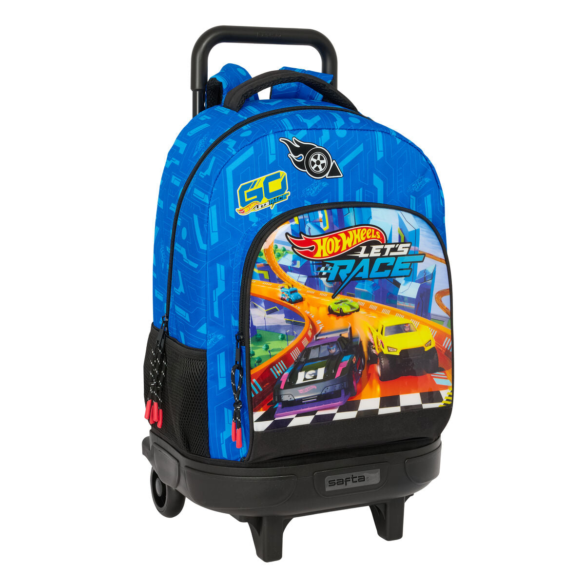 Schulrucksack mit Rädern Hot Wheels Let's race Blau Schwarz 33 x 45 x 22 cm von Hot Wheels