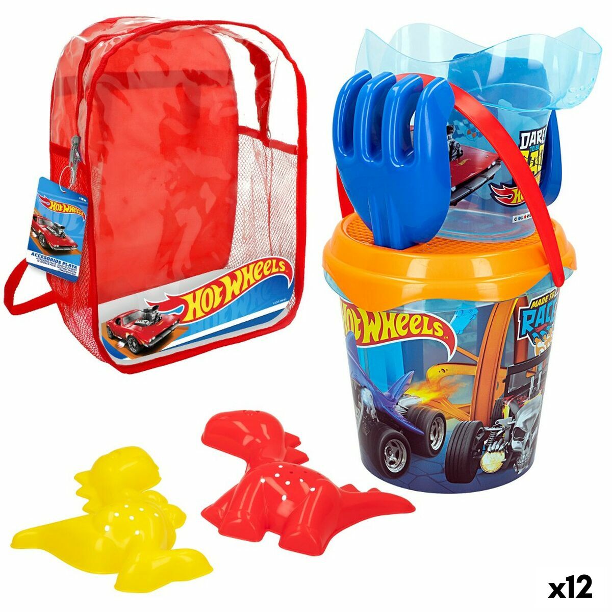 Strandspielzeuge-Set Hot Wheels Ø 18 cm Polypropylen (12 Stück) von Hot Wheels