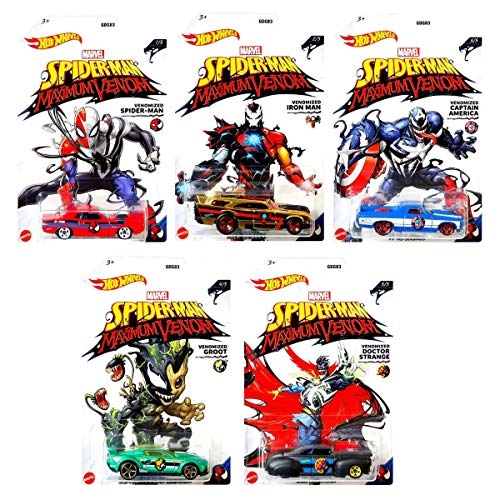 Venomized Exclusive Marvel Maximum Venom Series Bundled with Captain America / Spider-Man / Iron Man / Doctor Strange / Groot 5 Items von Hot Wheels