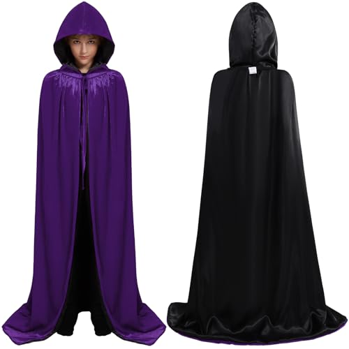 Hotfiary Halloween-Kapuzenumhang für Kinder und Erwachsene, wendbar, Samt, Satin, Hexe, Zauberer, Vampir, Robe, Party, Cosplay-Kostüm Hotfiary Halloween-Kapuzenumhang für Kinder und Erwachsene, wendbar, Samt, Satin, Hexe, Zauberer, Vampir, Robe, Party, Cosplay-Kostüm von Hotfiary