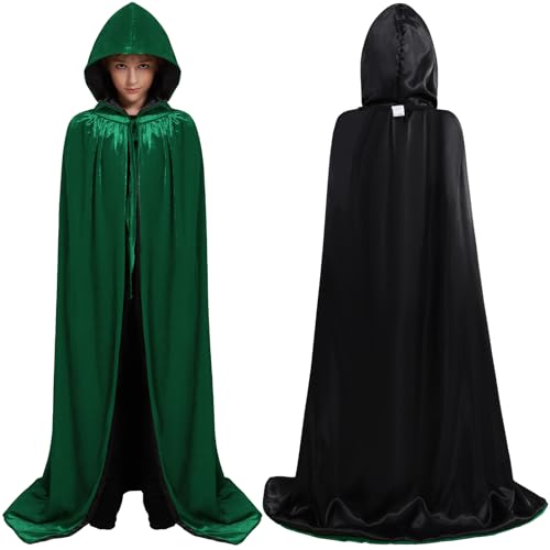 Hotfiary Halloween-Kapuzenumhang für Kinder und Erwachsene, wendbar, Samt, Satin, Hexe, Zauberer, Vampir, Robe, Party, Cosplay-Kostüm Hotfiary Halloween-Kapuzenumhang für Kinder und Erwachsene, wendbar, Samt, Satin, Hexe, Zauberer, Vampir, Robe, Party, Cosplay-Kostüm von Hotfiary