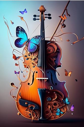 500 Teile Schmetterling Violine Holzpuzzle Herausforderung und Spaß Aktivität Interessante und warme Kunst Erwachsene Puzzles Moderne Wohnkultur Ideales Geschenk (52,1 x 38,1 cm) von Hothostl