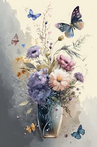 Bunt bemaltes Schmetterlings-Vasen-Puzzle – 200-teiliges Puzzle für Erwachsene, herausforderndes Puzzle – 500 Teile, fertige Größe ist 34 x 24,9 cm von Hothostl