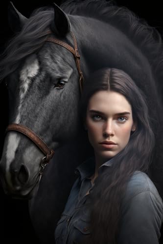 Das Mädchen und das schwarze Pferd 1000 Teile Puzzles - Landschaft Puzzle für Anfänger, jedes Stück ist einzigartig, beste Geschenke für Familie Das Mädchen und das schwarze Pferd 1000 Teile Puzzles - Landschaft Puzzle für Anfänger, jedes Stück ist einzigartig, beste Geschenke für Familie von Hothostl