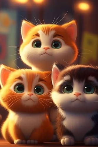 Drei Anime-Katzen – 1000 Teile Puzzles für Anfänger, Puzzle-Spielzeug, verbringen Sie Zeit, um ein Gefühl der Erfüllung zu erhalten, Box 76,2 x 50,8 cm für Heimdekoration von Hothostl