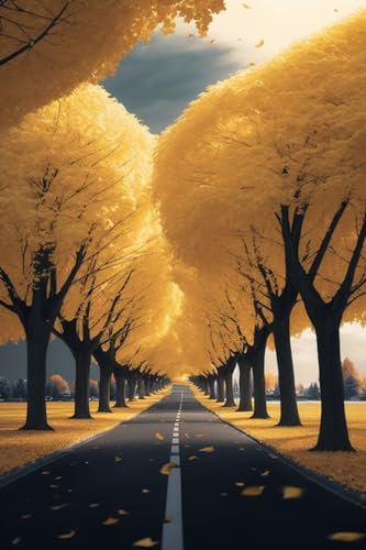Einzigartige Holz-Puzzles – Goldene Blattspur, 1000 Teile, buntes Kunstwerk-Puzzle für Erwachsene, lustige und herausfordernde Gehirnübung für Puzzle-Enthusiasten, ideales Geschenk von Hothostl