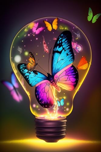 Einzigartiges Holzpuzzle – Glühbirne Schmetterling, 500 Teile, buntes Kunstwerk-Puzzle für Erwachsene, lustige und herausfordernde Gehirnübung für Puzzle-Enthusiasten, ideales Geschenk von Hothostl