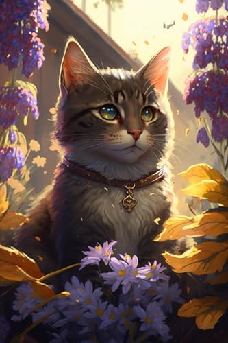 Gemustertes Puzzle mit Katze und lila Blumen, 500-teiliges Puzzle für Erwachsene, herausforderndes Puzzle, 500 Teile, fertige Größe ist 20,6 x 38,1 cm Gemustertes Puzzle mit Katze und lila Blumen, 500-teiliges Puzzle für Erwachsene, herausforderndes Puzzle, 500 Teile, fertige Größe ist 20,6 x 38,1 cm von Hothostl