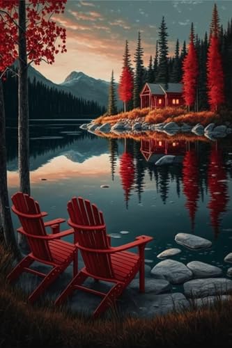 Holzpuzzle mit rotem Stuhl, 1000 Teile, anspruchsvolle und lustige Aktivität, interessante und warme Kunst-Puzzles für Erwachsene, moderne Heimdekoration, ideales Geschenk (76,2 x 50,8 cm) von Hothostl