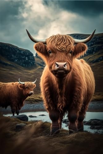 Longhorn Rinder 1000 Teile Puzzles - Landschaft Puzzle für Anfänger, jedes Stück ist einzigartig, beste Geschenke für Familie von Hothostl